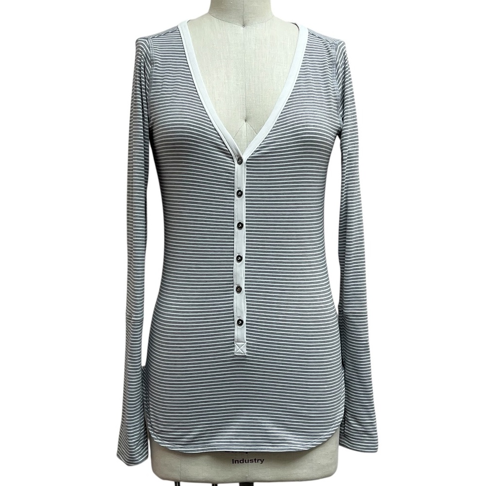 Lululemon Awesoma Henley Hyper Stripe Heathered Slate Ghost
